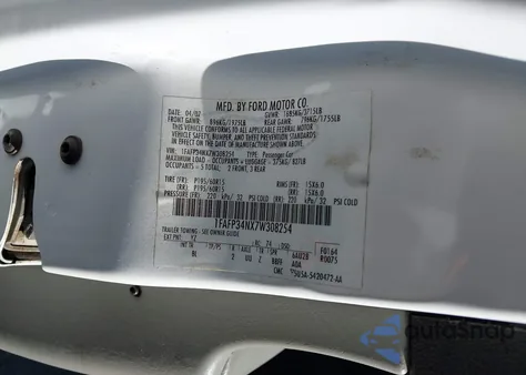 2007 Ford Focus S/Se/Ses from USA, damaged, VIN 1FAFP34NX7W308254